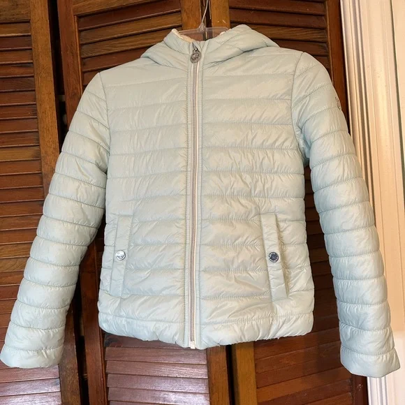 SOLD Michael Kors Girls Puffer Coat Pale Blue With Faux Fur Lining & Hood 10/12 - Picture 4 of 14